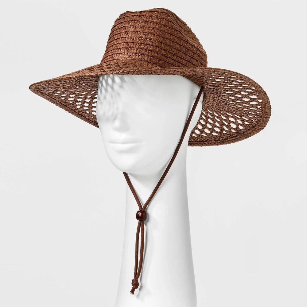 Hand Woven & Braided Open Hole Pattern Rancher Hat Universal Thread™ Brown - Picture 2 of 4
